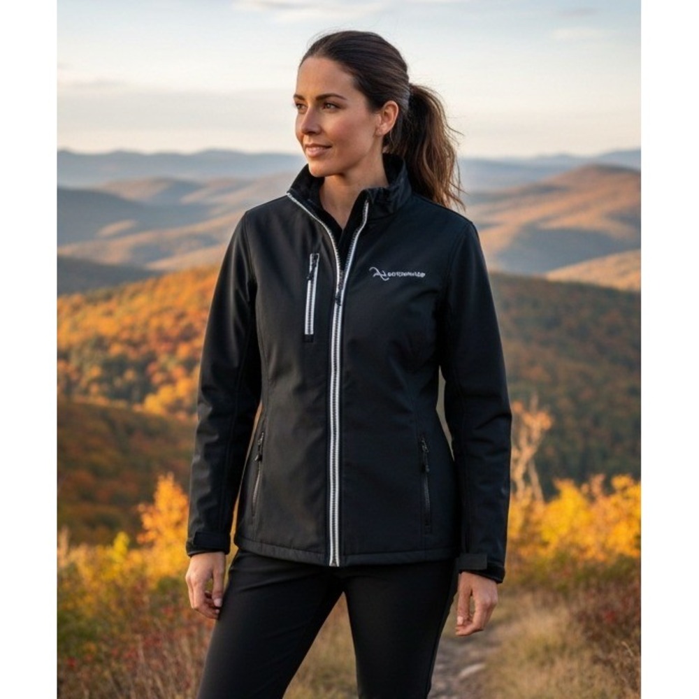 Clique Women's Softshell Fleece Lined Jacket Black Full Zip Pockets Golf Size L